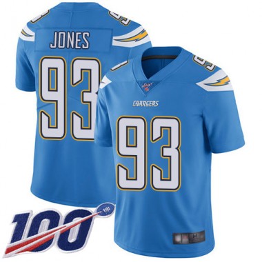 Los Angeles Chargers NFL Football Justin Jones Electric Blue Jersey Men Limited #93 Alternate 100th Season Vapor Untouchable